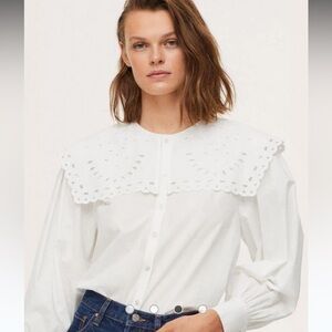 Moving Sale: NWOT Scandinavian Style Eyelet Colar Mango Blouse